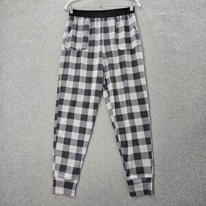 PINK Women Sleepwear Medium Gray Plaid Pajama Joggers Flannel NWT